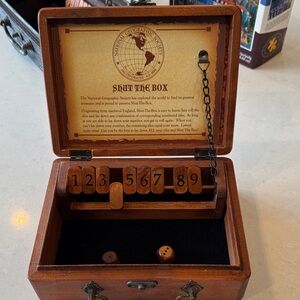 National Geographic Wooden Shut the Box Game - Brown and Black